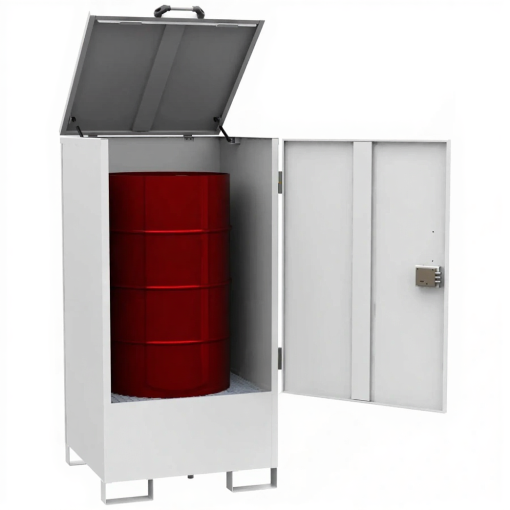 Депо для 1 бочки, настил ПВЛ, сточный поддон