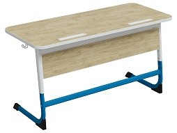 Стол 2-местный школьный 3-5 г/р "Нова" с наклоном столешницы 0-15° (дуб "Бардолино", м/к белый/синий)