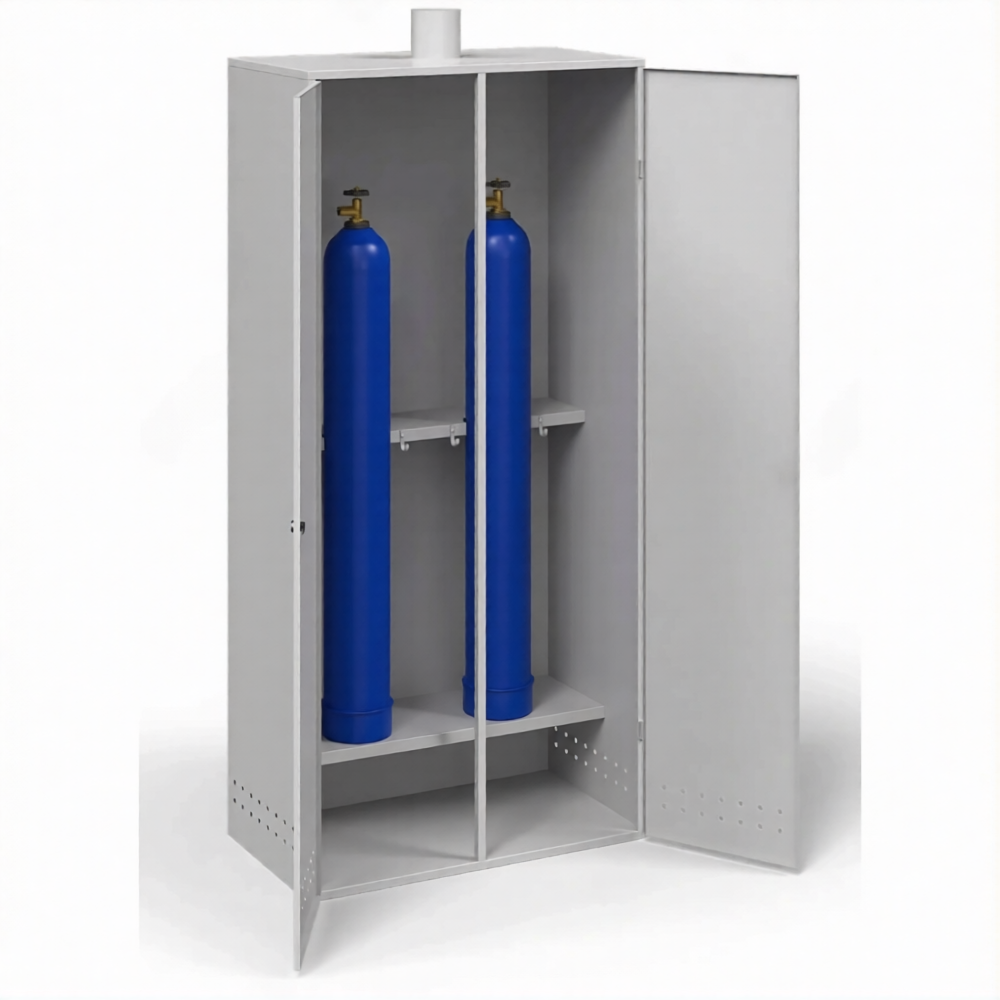 Шкаф для 2-х газовых баллонов ШГБК-027 усиленный с полкой