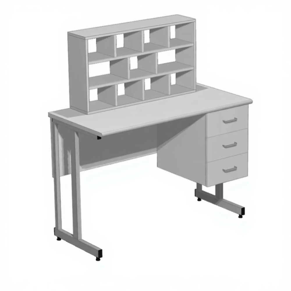 Стол лабораторный для микроскопирования СМ-201 «Премиум» (столеш. постформинг серый, каркас серый)