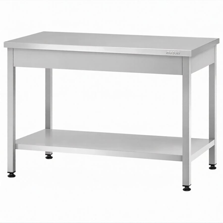 Стол производственный СПРп - 860х1200х600 «Profi Inox» (полка сплошная)