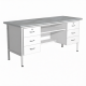 Стол лабораторный СЛ-110 с 2-мя тумбами (1600х600х750) (постформинг серый, каркас белый)