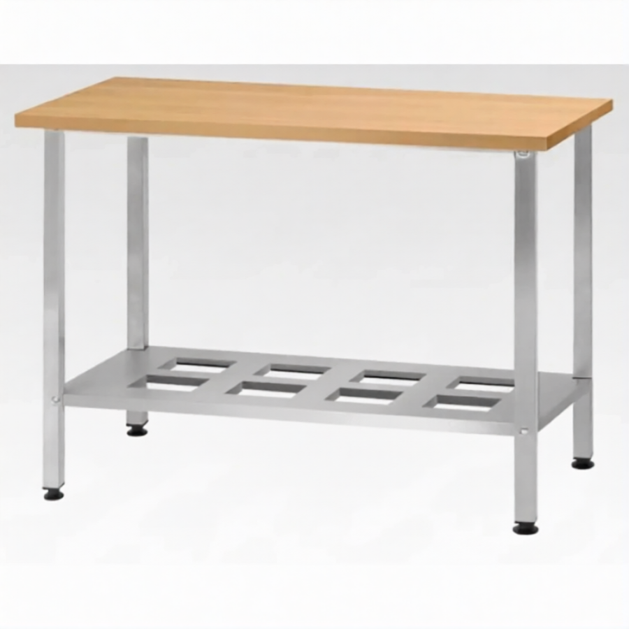 Стол кондитерский СПРн 860х1200х600 «Norma Inox» бук/40 (полка-решетка; ножка проф., тр. 40)