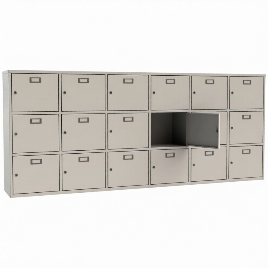 Шкаф для касок 18 ячеек (3 секции по 6 ячеек)