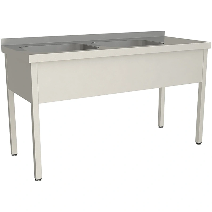 Ванна моечная двухсекционная цельнотянутая с бортом ВМЦ-2/15/6-БЛ