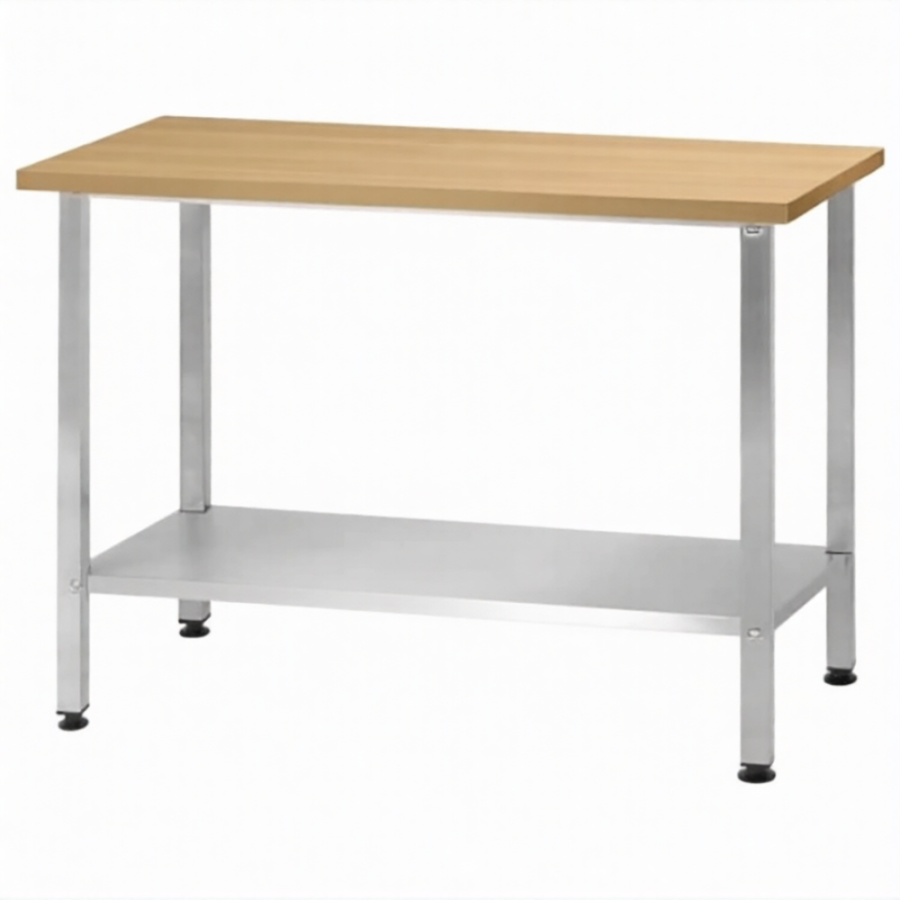 Стол кондитерский СПРн 860х1500х700 «Norma Inox» бук/40 (полка сплошная; ножка проф., тр. 40х40)