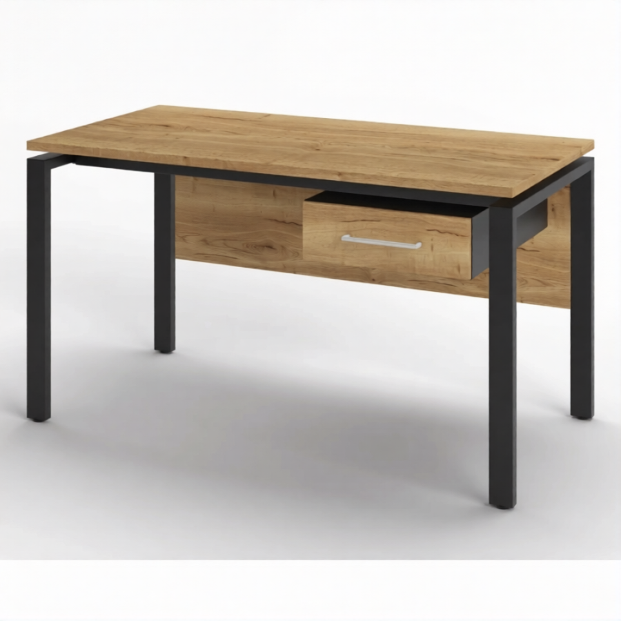 Стол рабочий 1 ящик СрТ-21 (тип 1) (1600х600х750) (столешница ЛДСП дуб вотан, каркас черный)