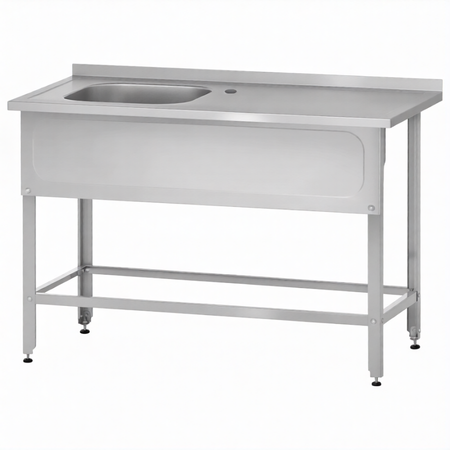 Ванна с рабочей поверхностью РПЦн  860х1000х600 левое м/о, борт, экран (ножка угловая)