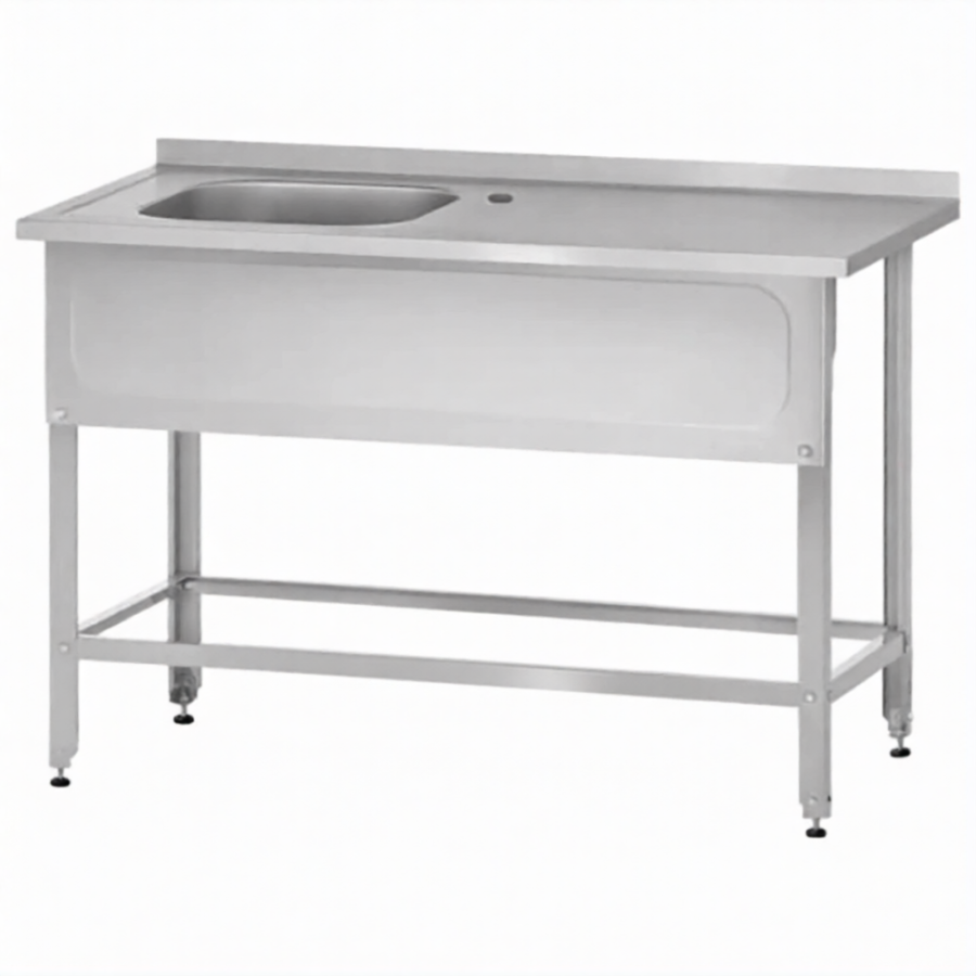 Ванна с рабочей поверхностью РПЦн  860х1000х600 левое м/о, борт, экран (ножка угловая)