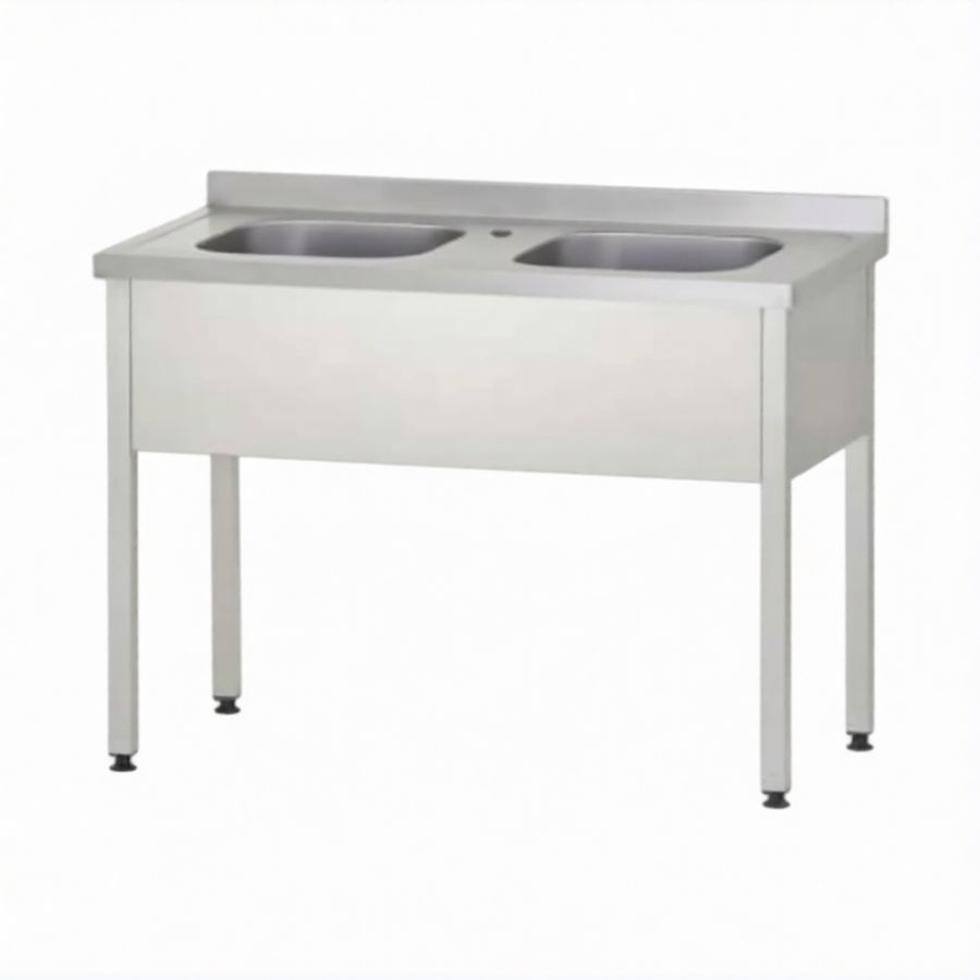 Ванна моечная ВМЦп 860х1200х700  2 м/о 300х500х500, борт, отв. д/смесит.