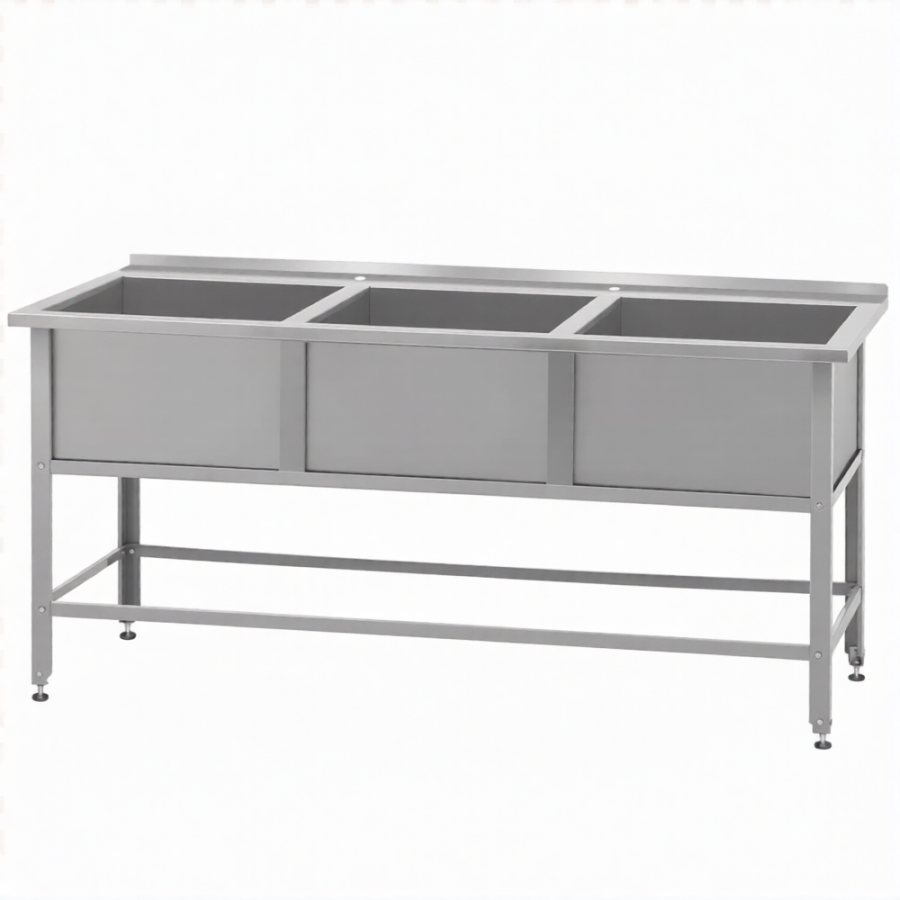 Ванна моечная «Base» ВМСб-530/3 (полка с 3-мя отв., борт)